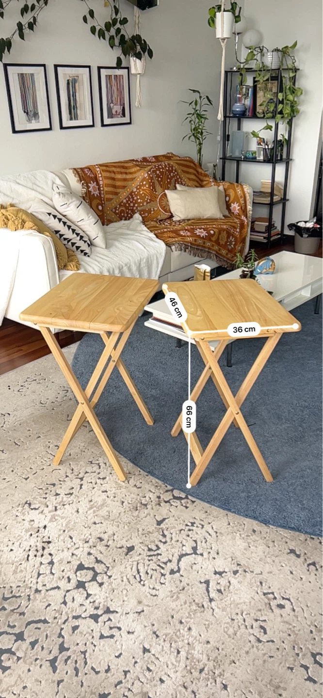 Set of 2 Wooden Folding Tray Tables