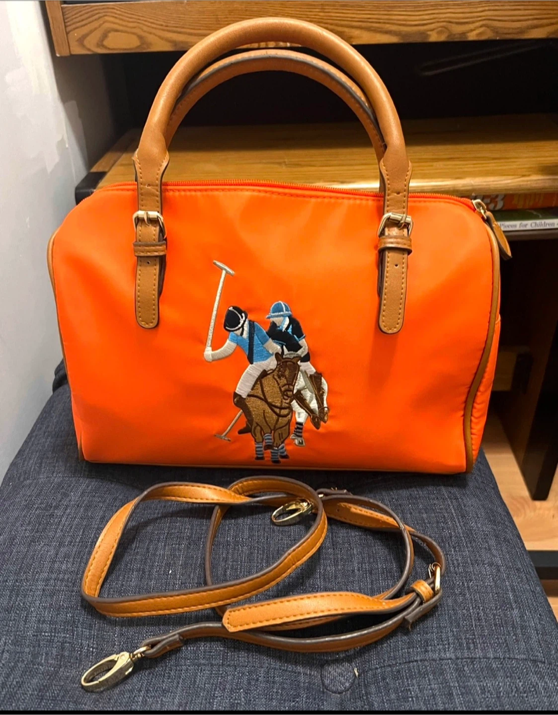U.S. Polo Assn. Orange Satchel Bag with Strap