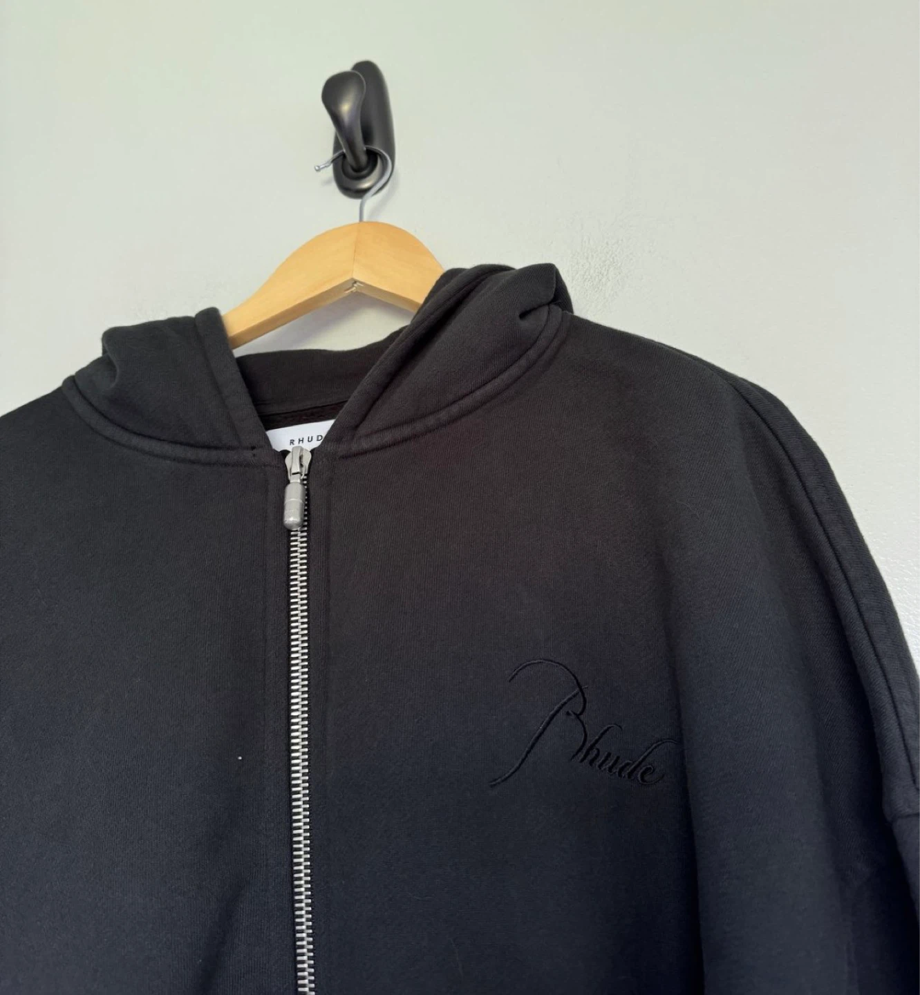 Rhude Black Zip-Up Hoodie - photo 3