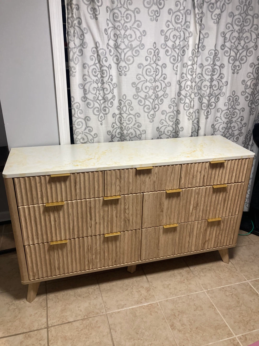 Modern 6-drawer fluted dresser NEW