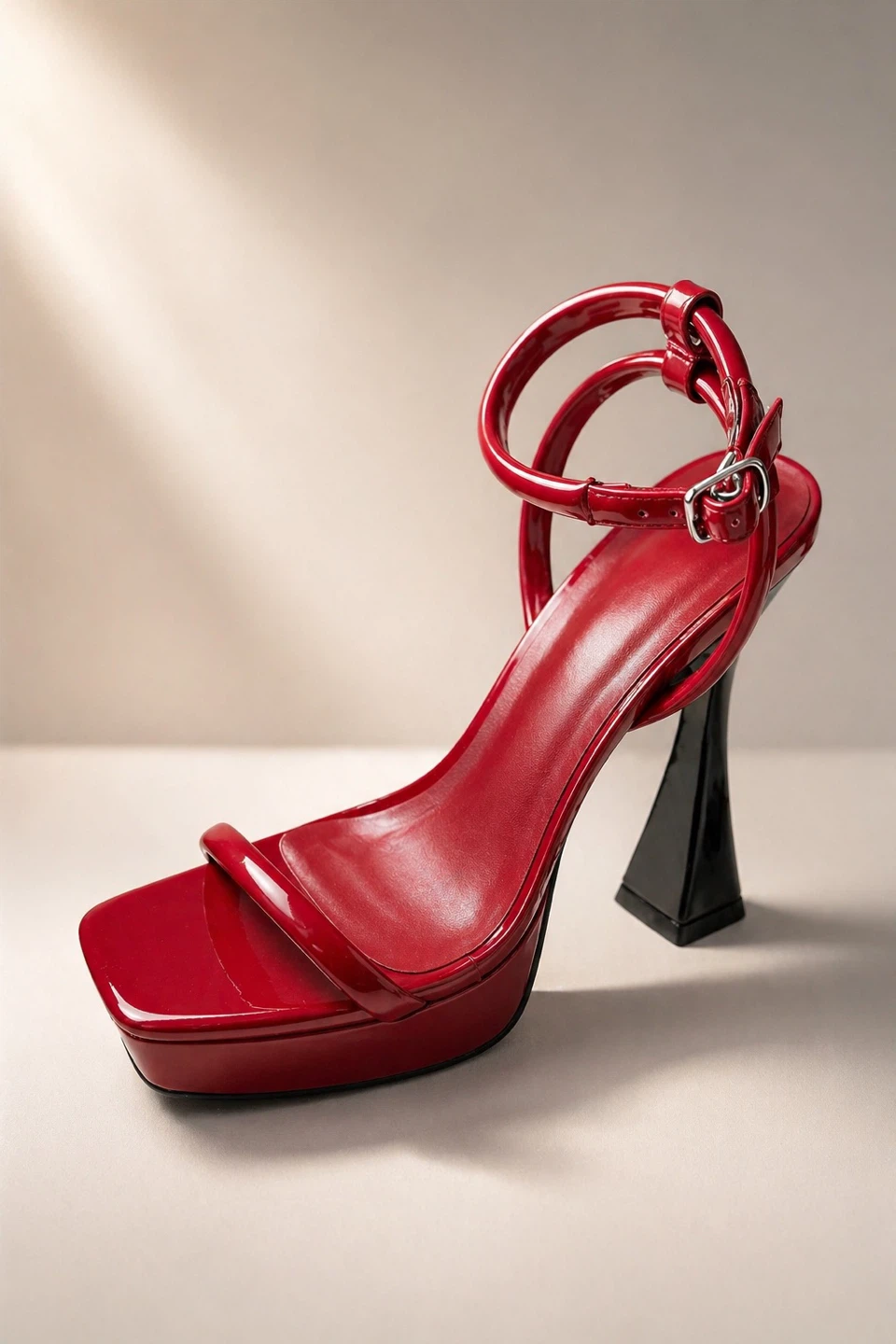 Sandales à talon rouge verni