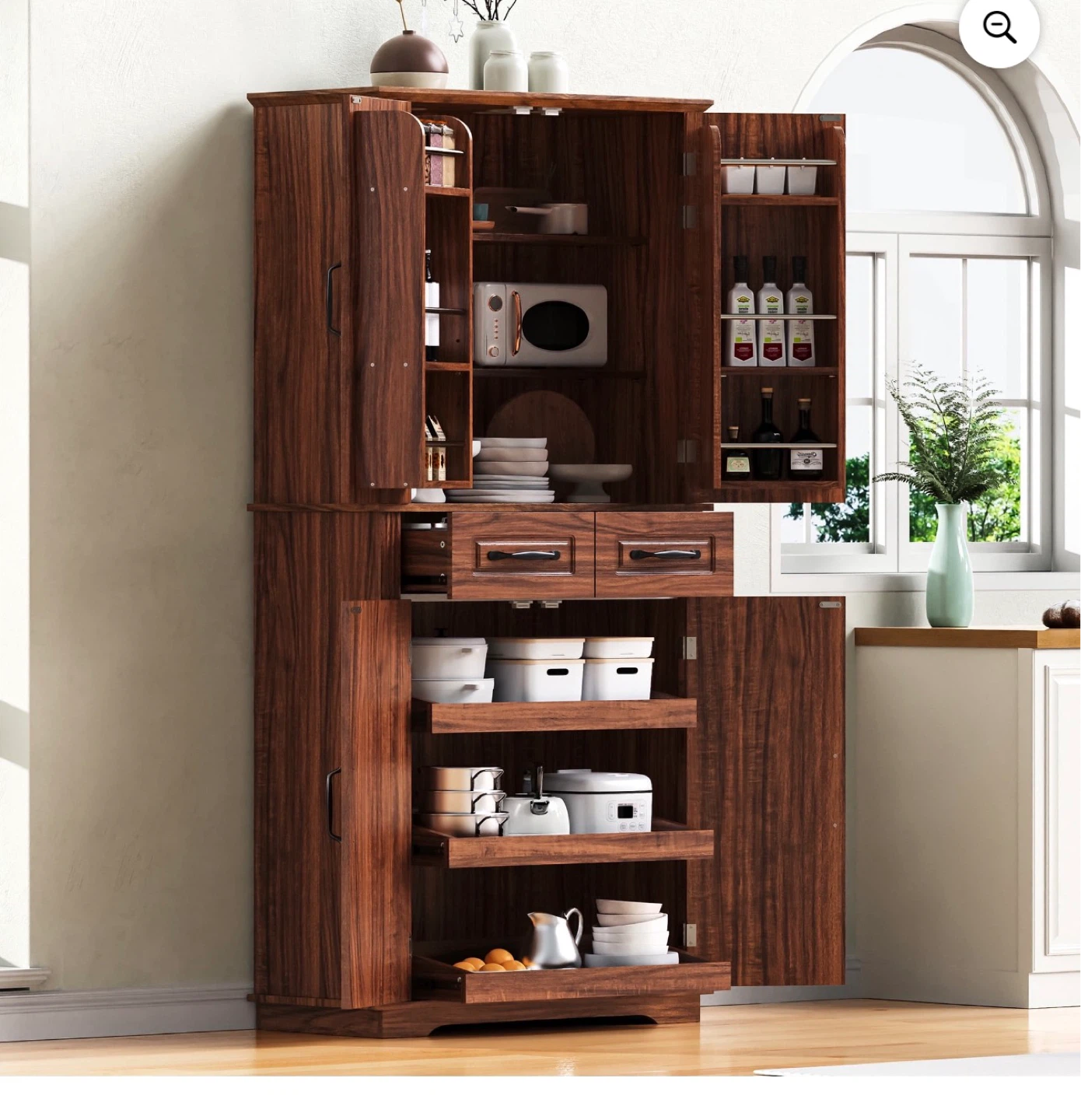 Large Wooden Kitchen Pantry Cabinet with 2 Drawers - photo 4