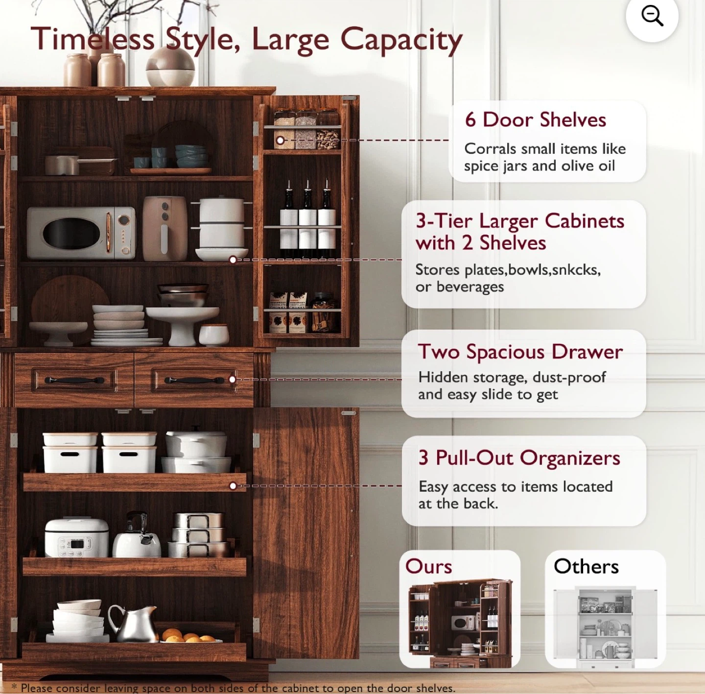 Large Wooden Kitchen Pantry Cabinet with 2 Drawers - photo 2