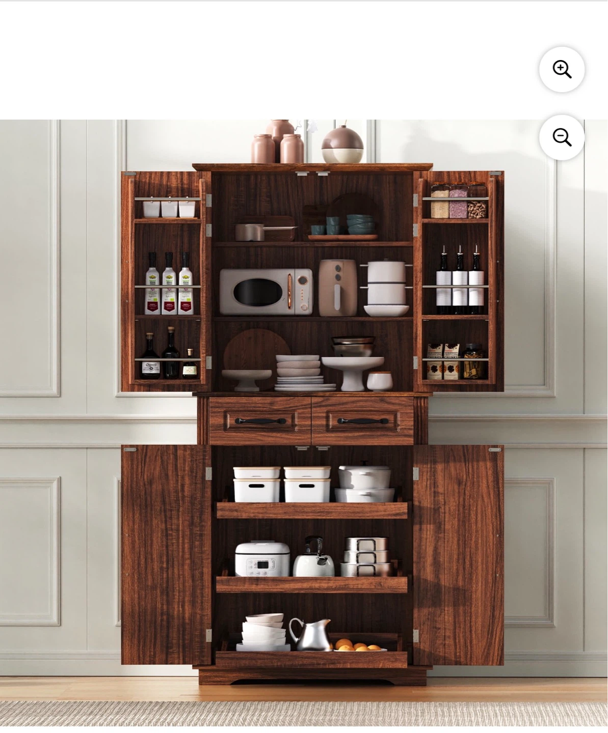 Large Wooden Kitchen Pantry Cabinet with 2 Drawers - photo 5