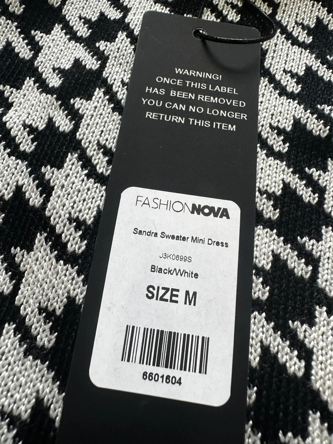 New Fashion Nova Sweater Mini Dress - Size M - Black/White - photo 2