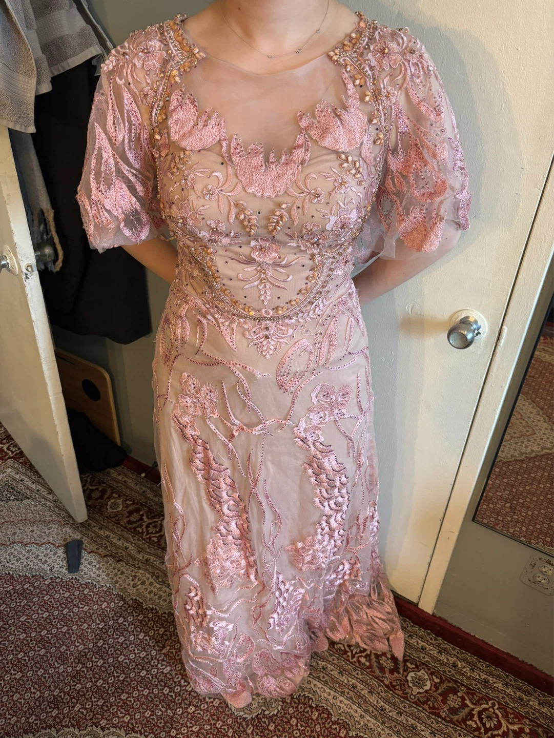 Pink Beaded Maxi Dress