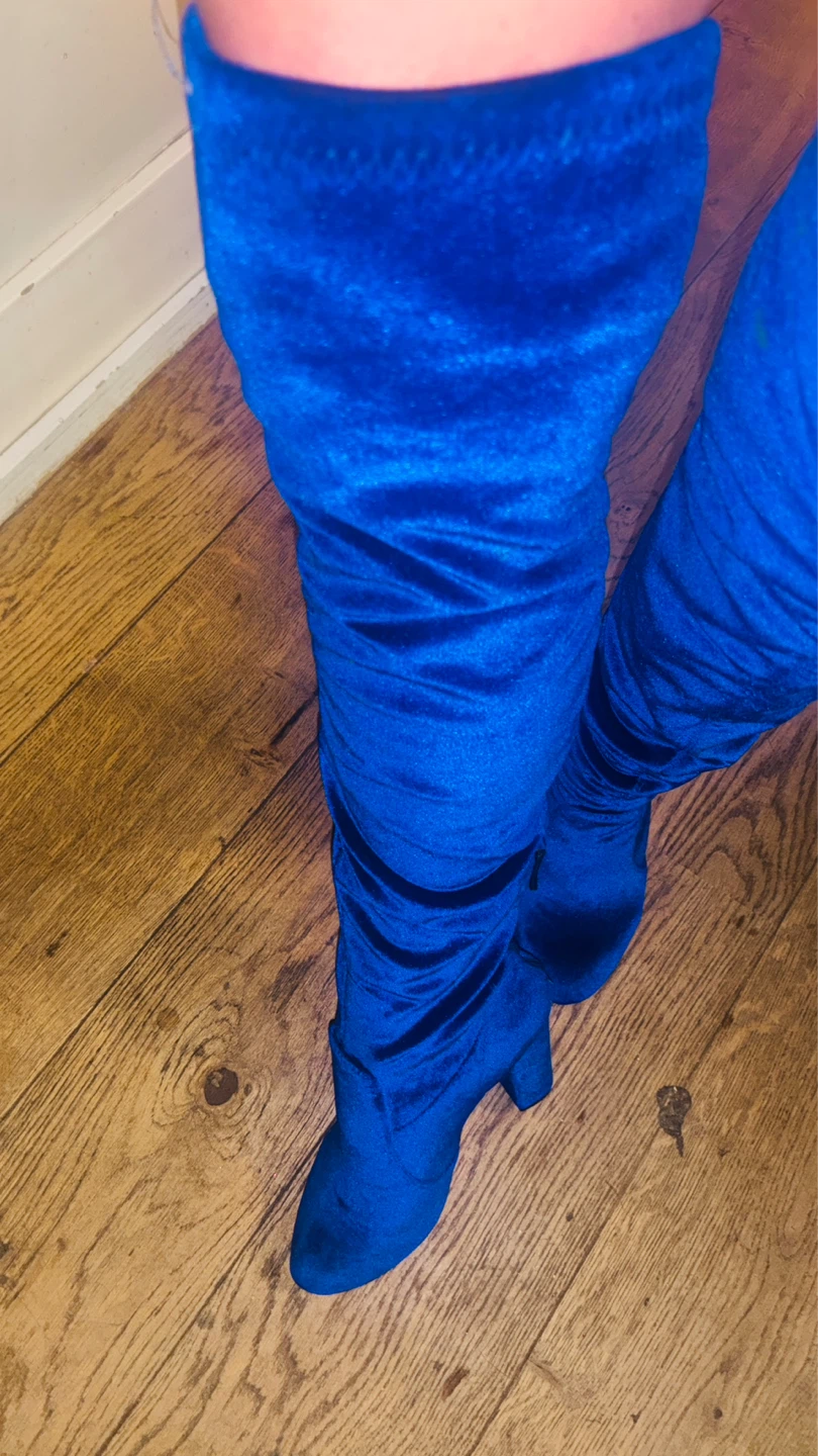 Blue Velvet Over-the-Knee Boots - photo 2