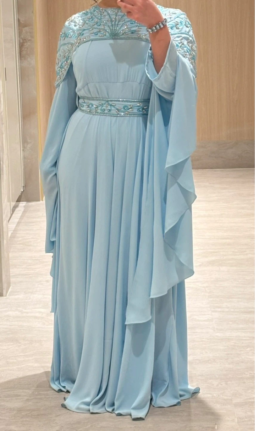 Blue Beaded Maxi Dress
