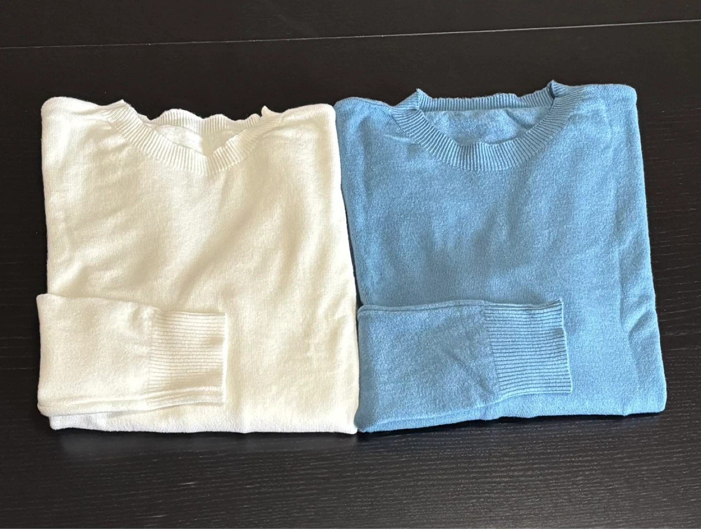 Two Crew Neck Sweaters - White and Blue  (Set of 2)