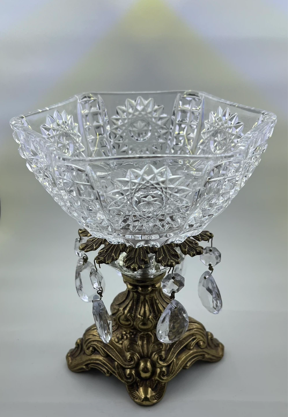 Vintage Hollywood Regency Crystal Compote
