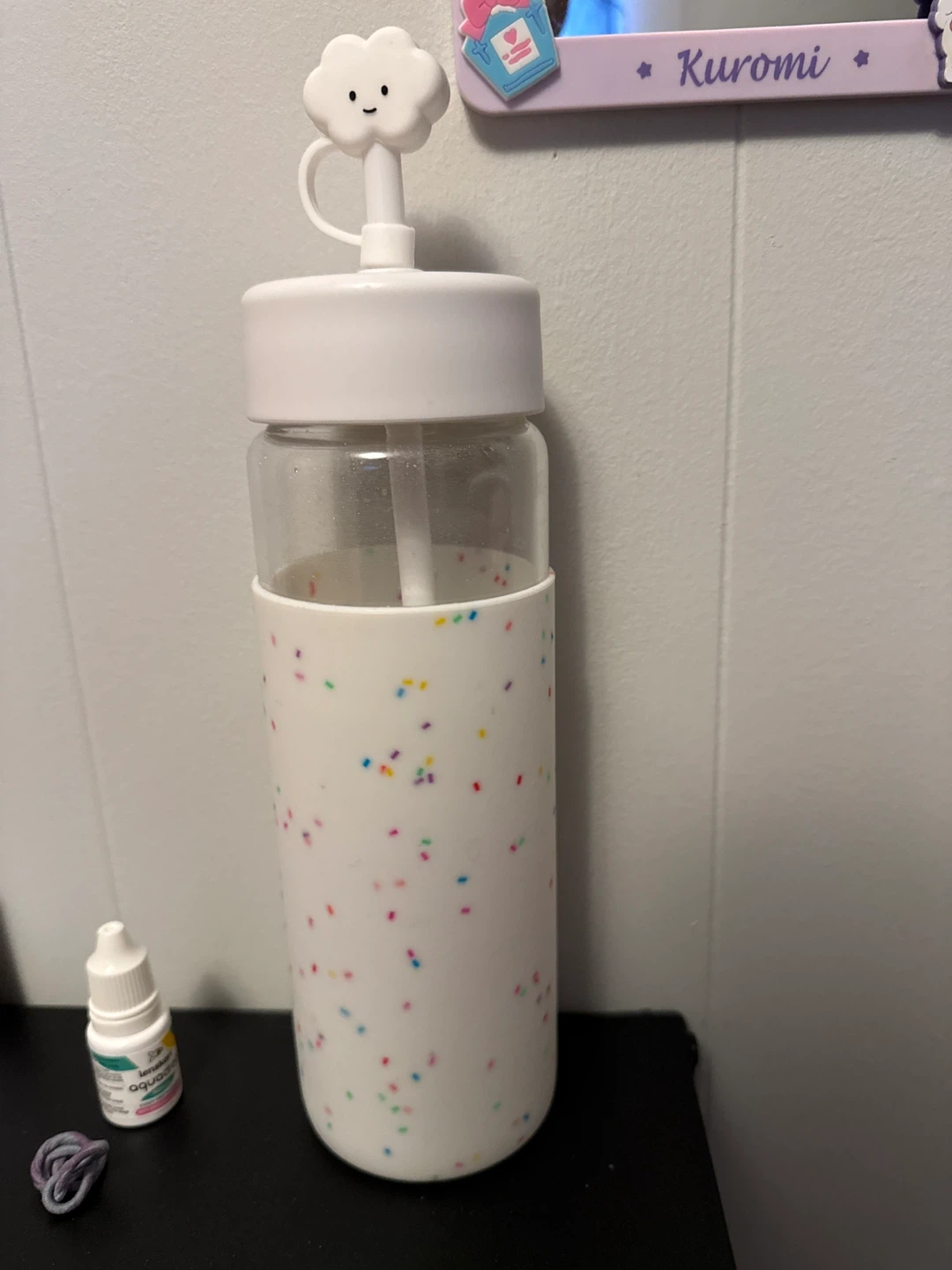 White Cloud Straw Water Bottle