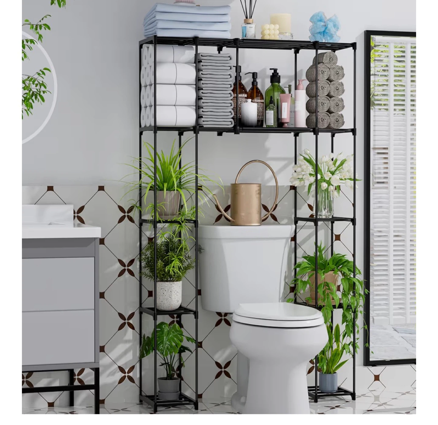 Black Metal Over-the-Toilet Shelf Unit - photo 3