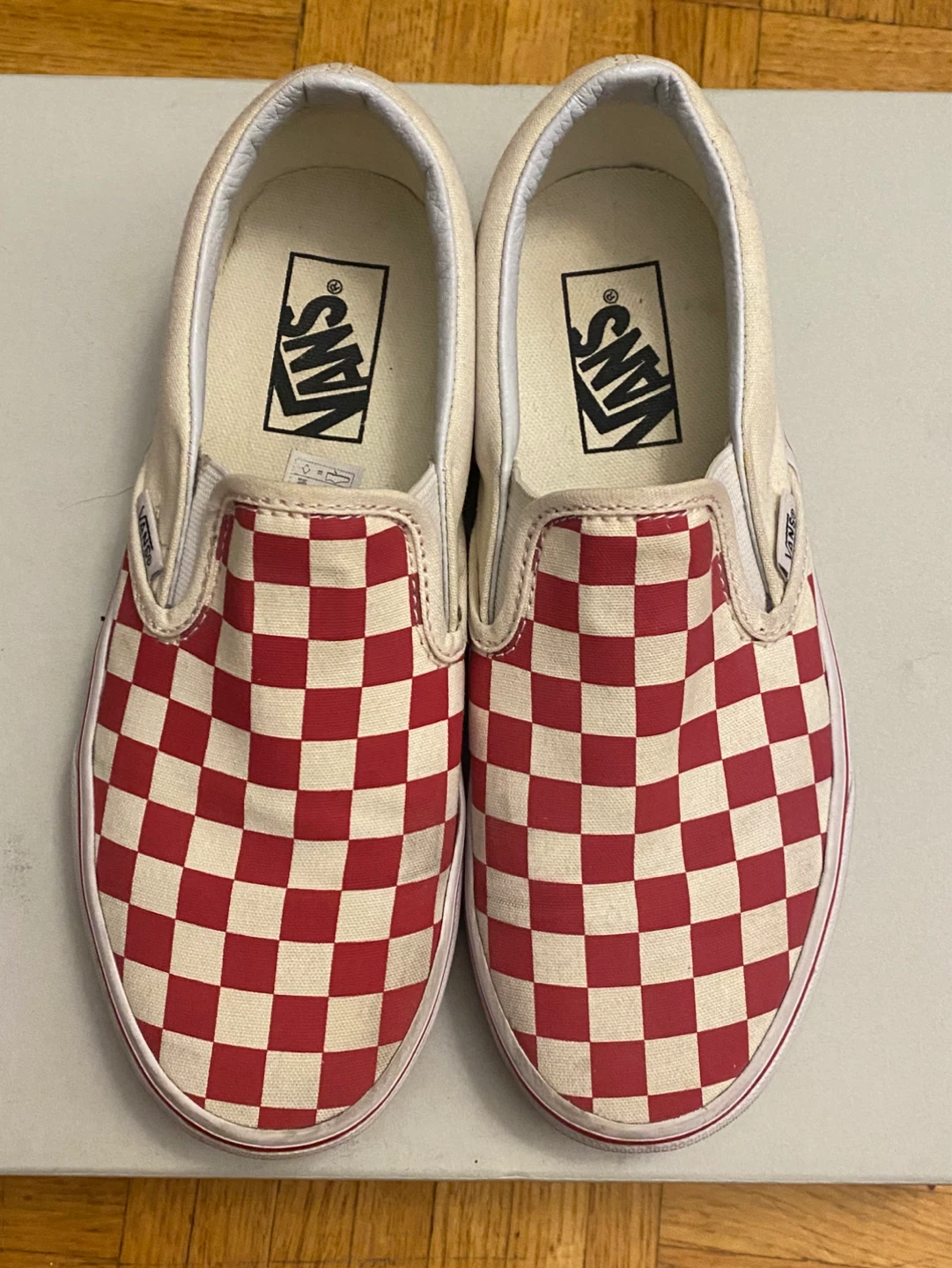 Vans Classic Slip-On Red Checkerboard Shoes