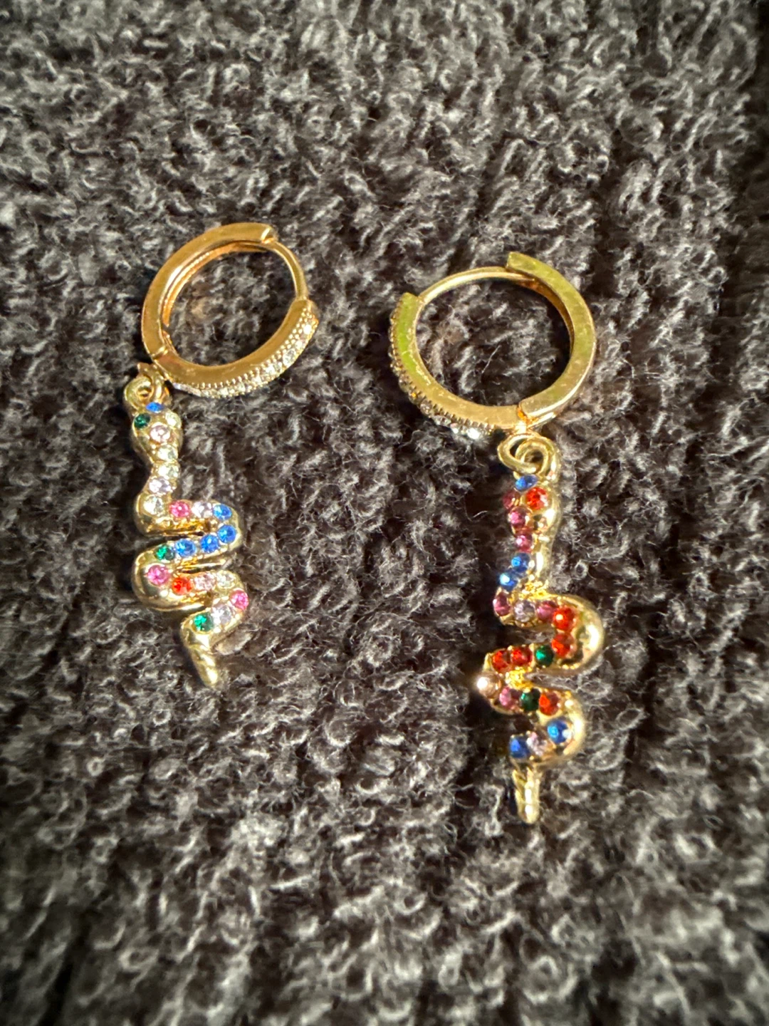 Snake Dangle Earrings with Colorful Rhinestones