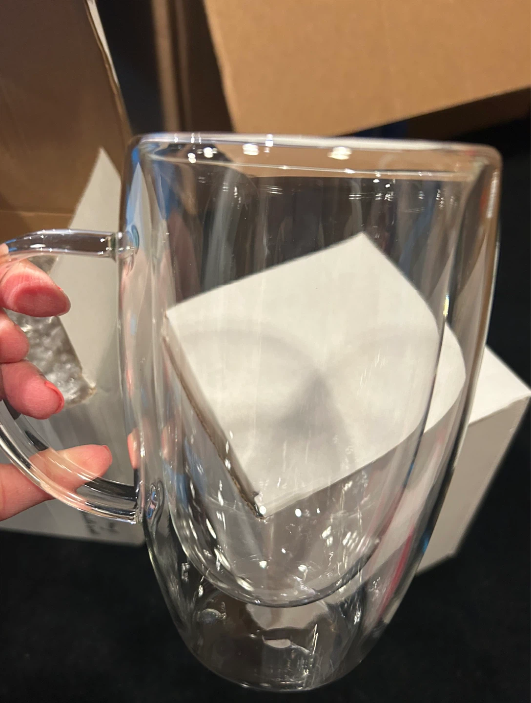 Set of 2 - Double Wall Glass Mug 450ml - photo 2