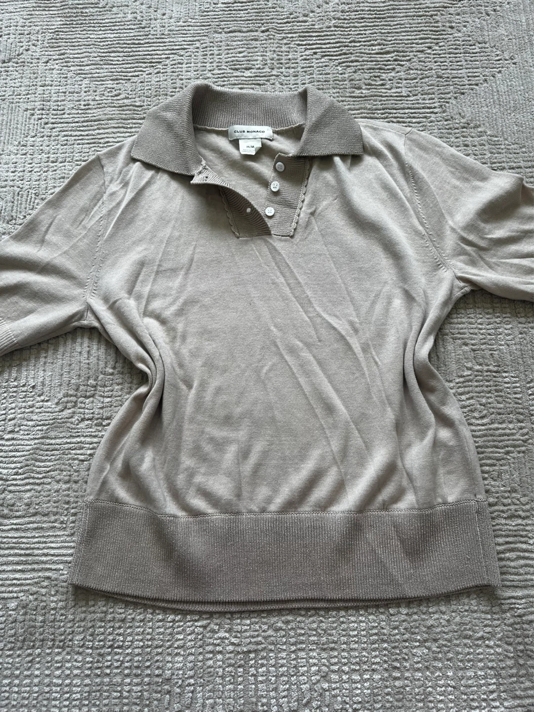Club Monaco M/M Taupe Collared Knit Sweater
