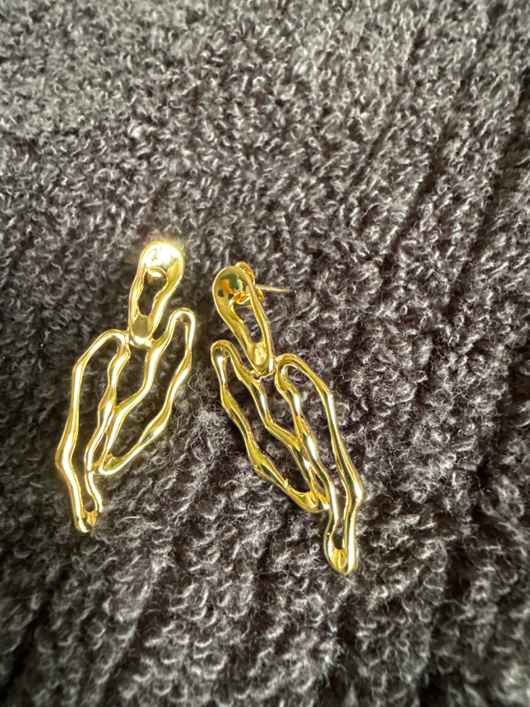 Gold Tone Abstract Dangle Earrings