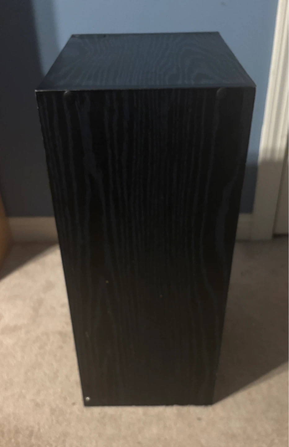 Black two-tier nightstand with drawer (12” x 9” x 21”) - photo 5
