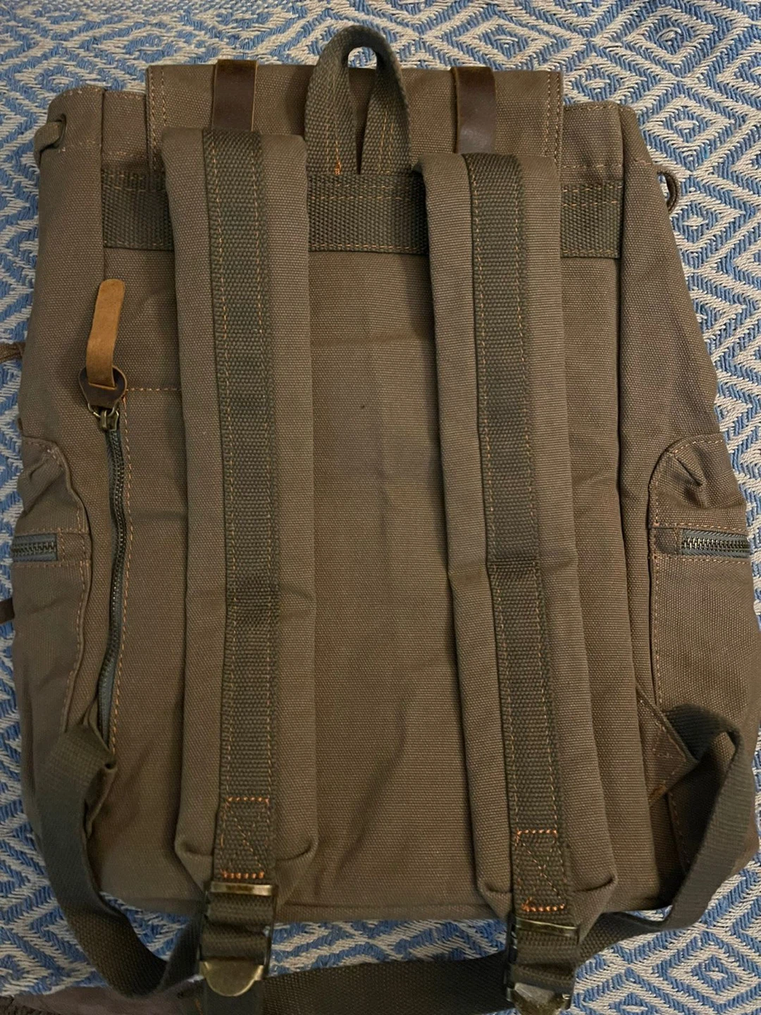 Brown Canvas & Leather Backpack - photo 2