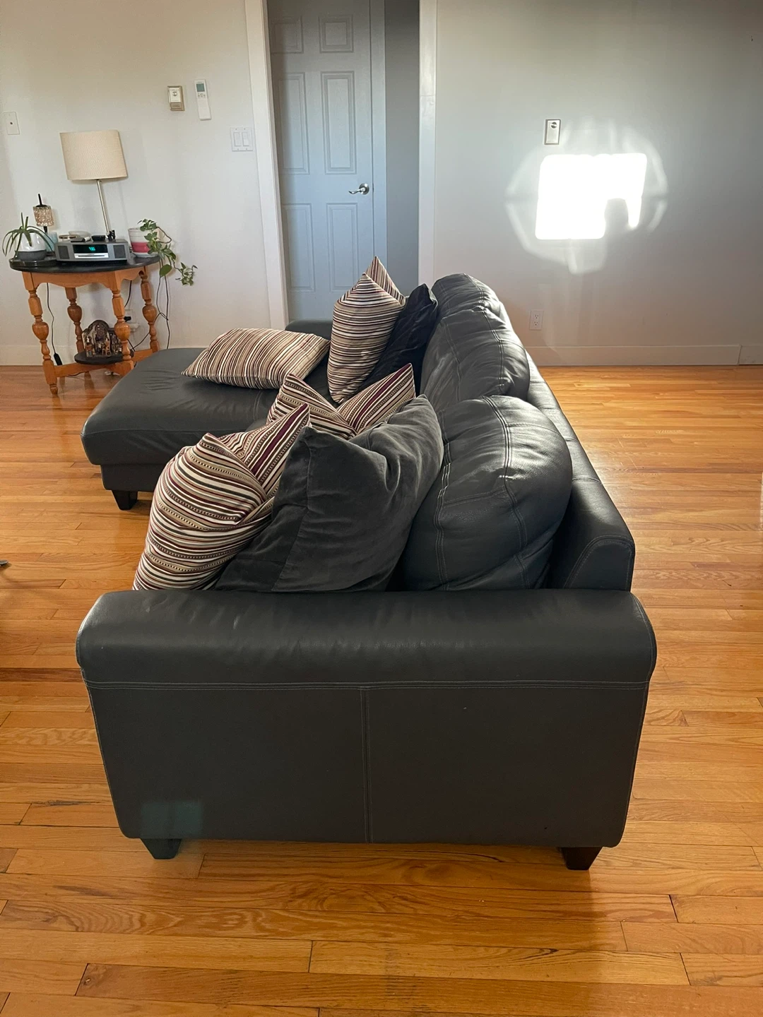 Roche Bobois Grey Leather Sectional Couch with Chaise - photo 4
