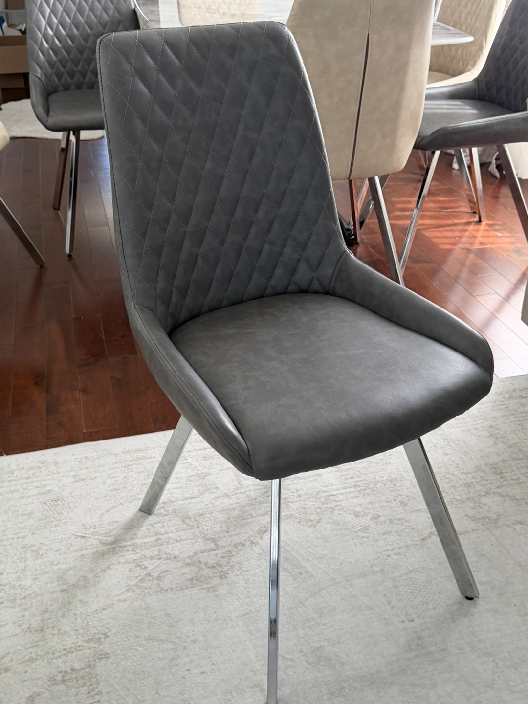 Modern 8-Person Dining Table Set – Marble Look Top with 8 Chairs - photo 4