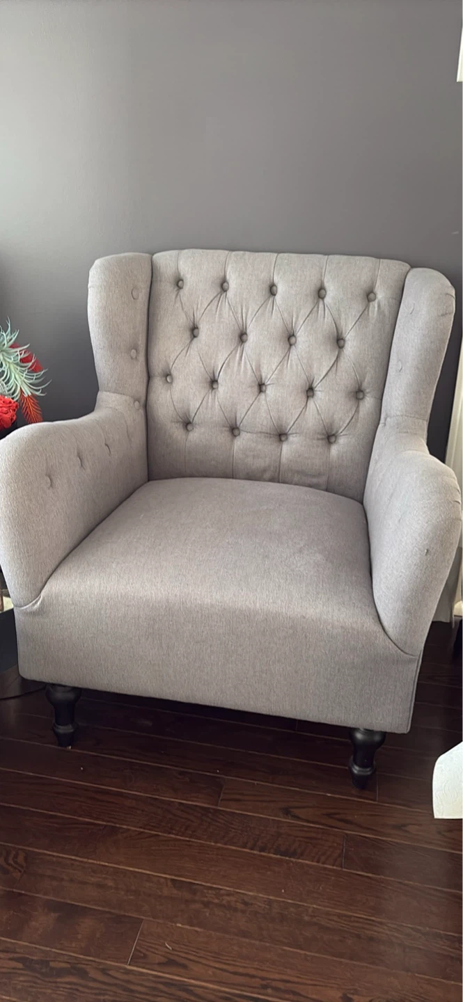Grey Tufted Accent Chair