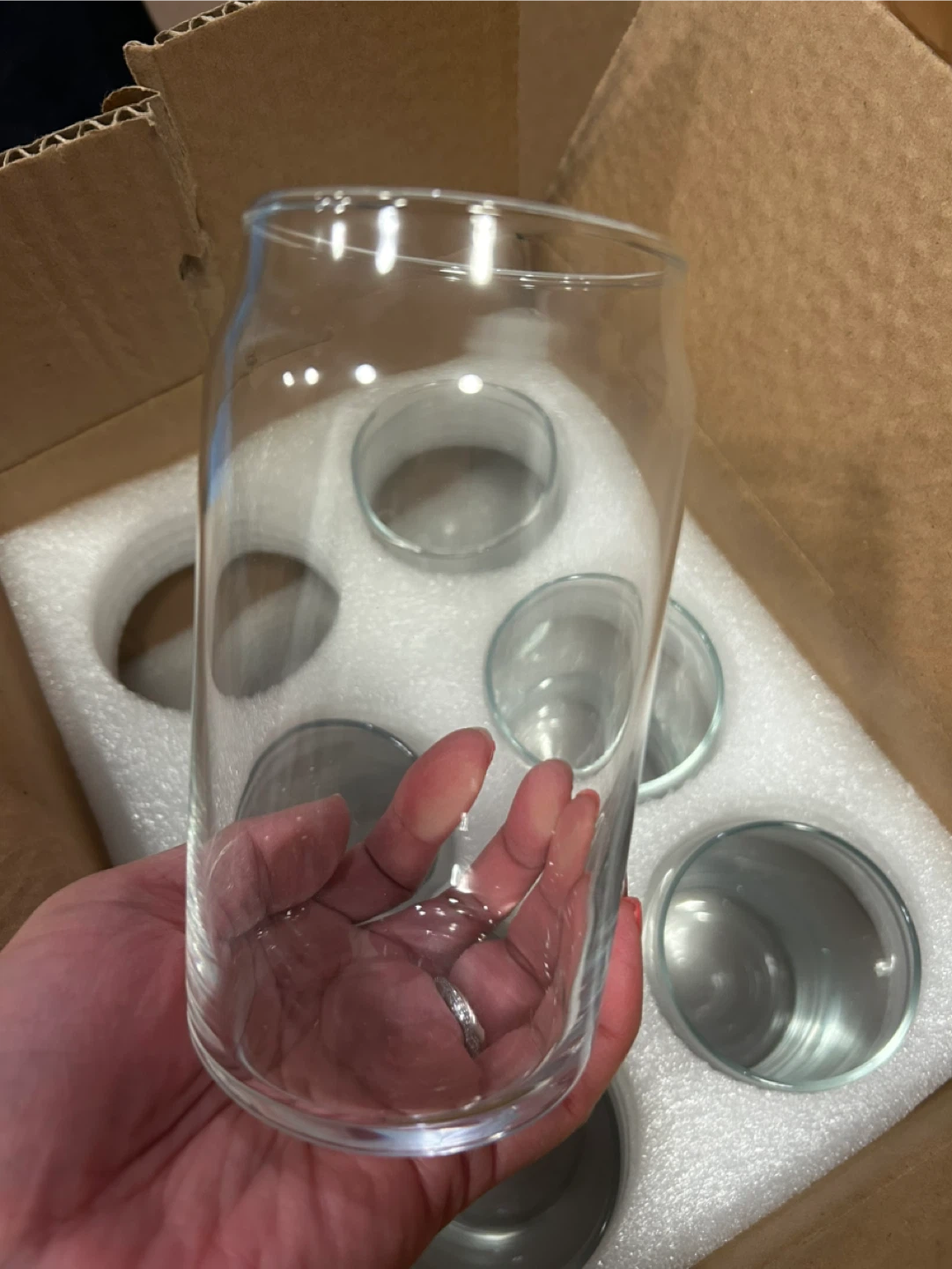 Set of 6 Can-Shaped Glass Drinking Glasses