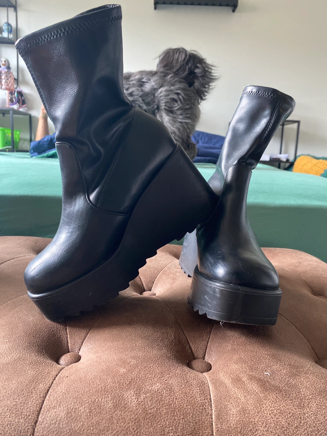 Black Platform Wedge Boots - photo 2