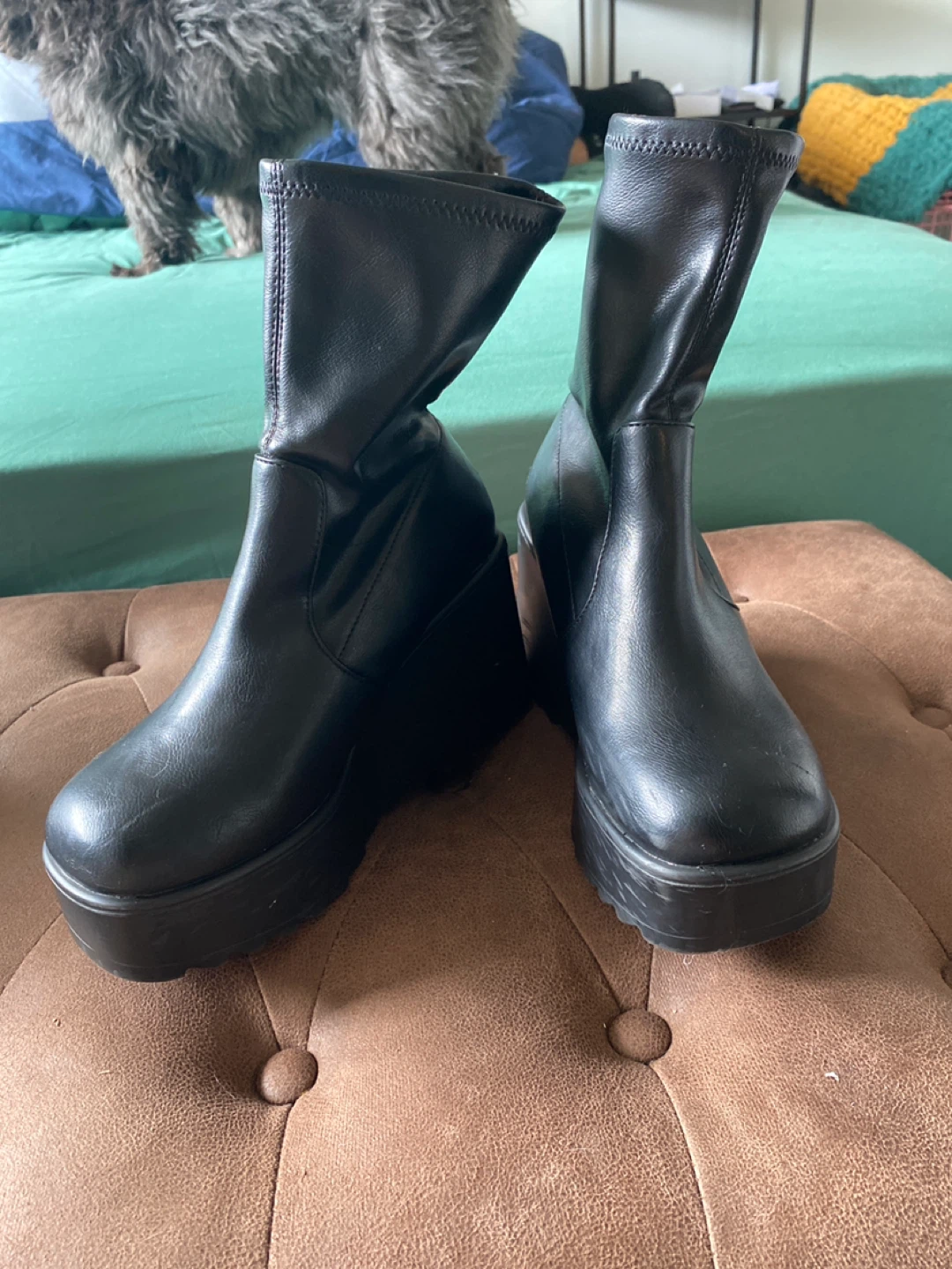 Black Platform Wedge Boots