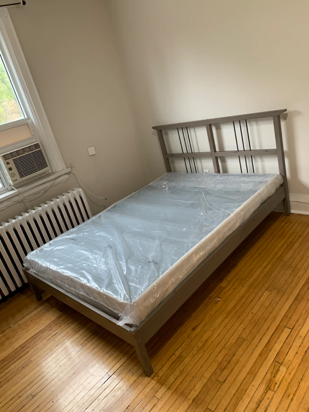 Grey Double Bed Frame with Headboard