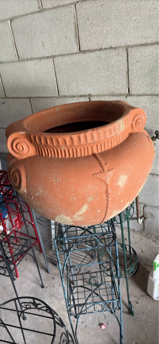 Terracotta Planter Pot with Scroll Design