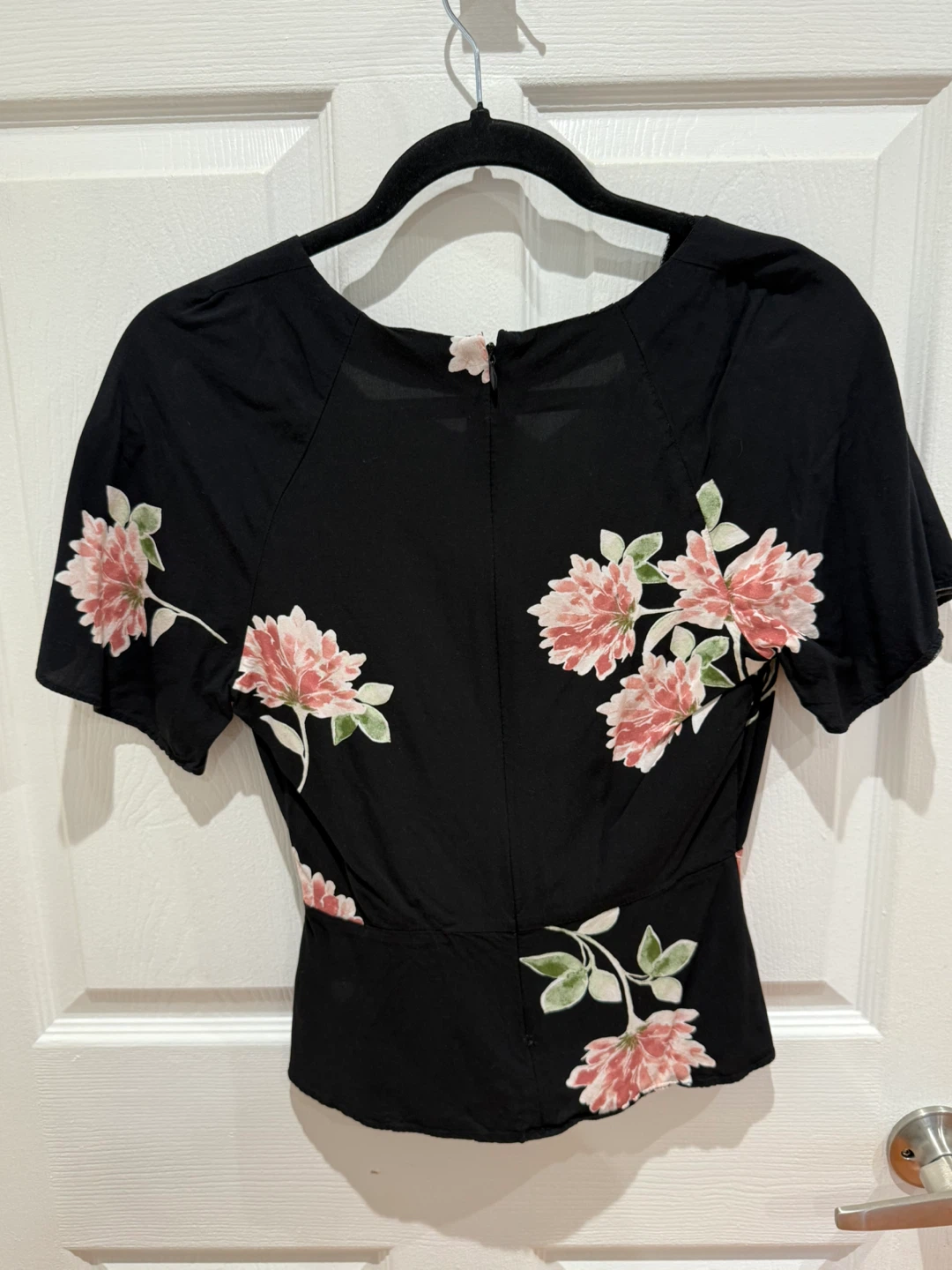 Black Floral Blouse, Size XS - photo 2