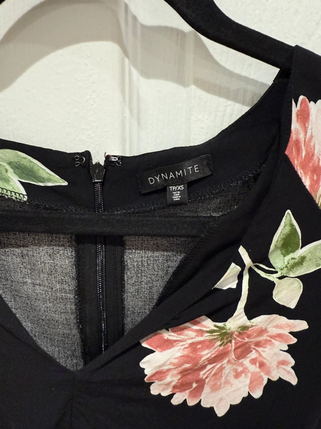 Black Floral Blouse, Size XS - photo 3