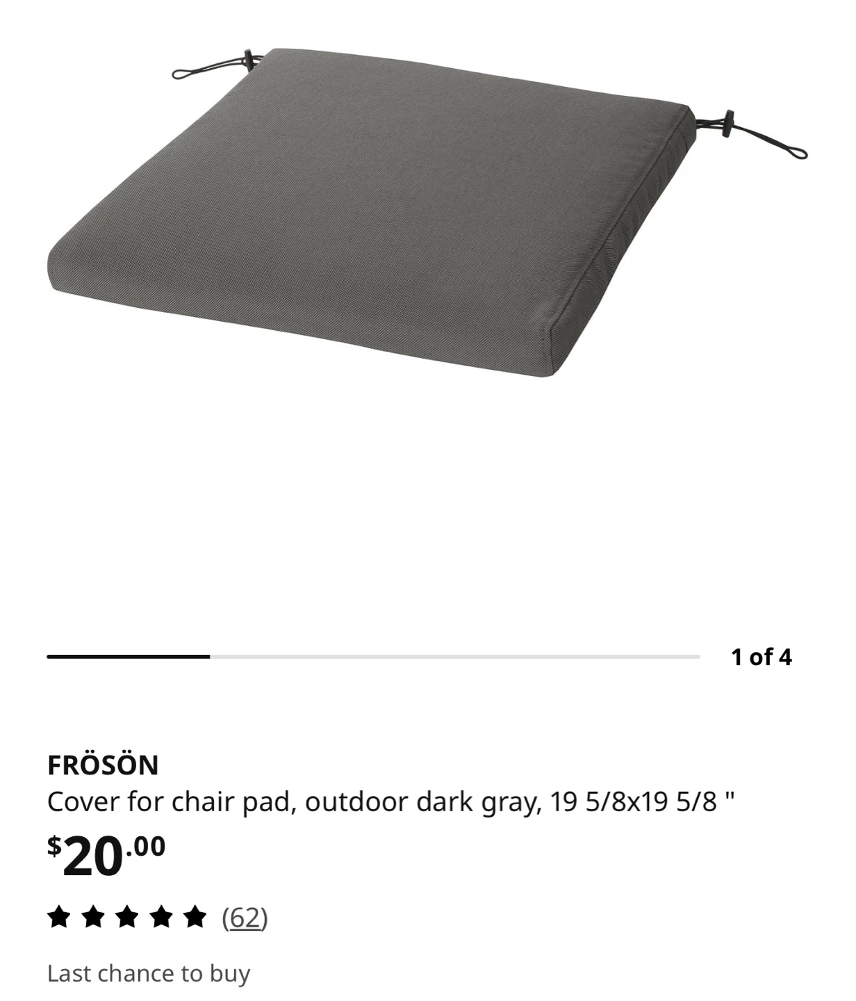 🆕9 x IKEA FRÖSÖN Seat Cushion Pad, Dark Gray  (NWT) 🌟 - photo 4
