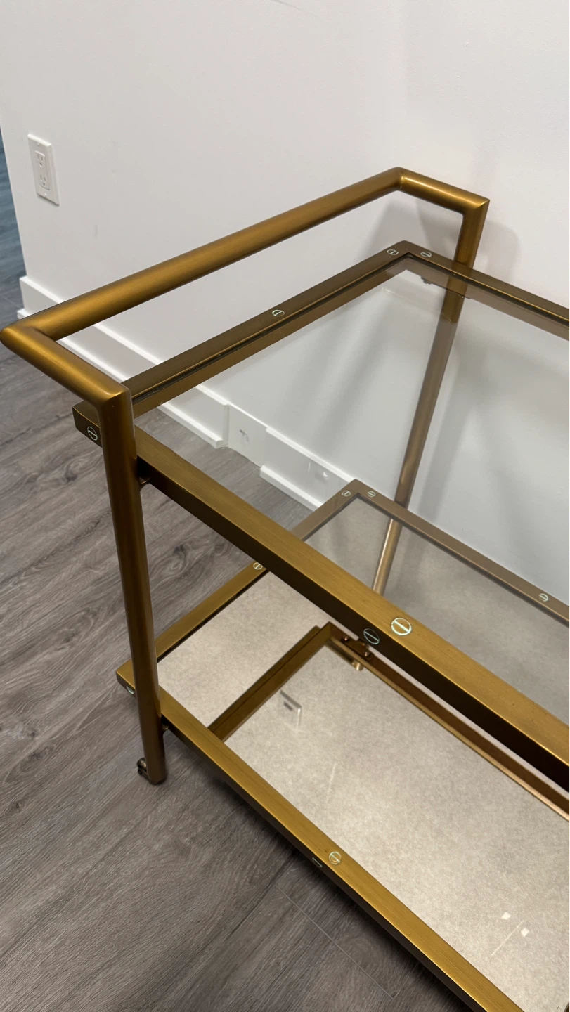 Gold Bar Cart with Glass Shelves - photo 3