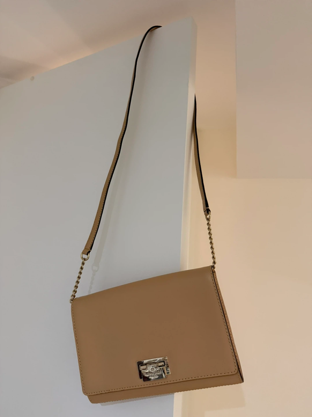 Kate Spade New York Nude Crossbody Leather Bag, Gold Chain