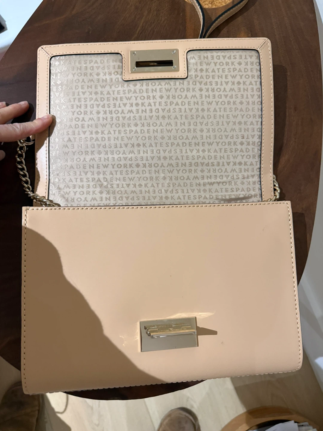 Kate Spade New York Nude Crossbody Leather Bag, Gold Chain - photo 3