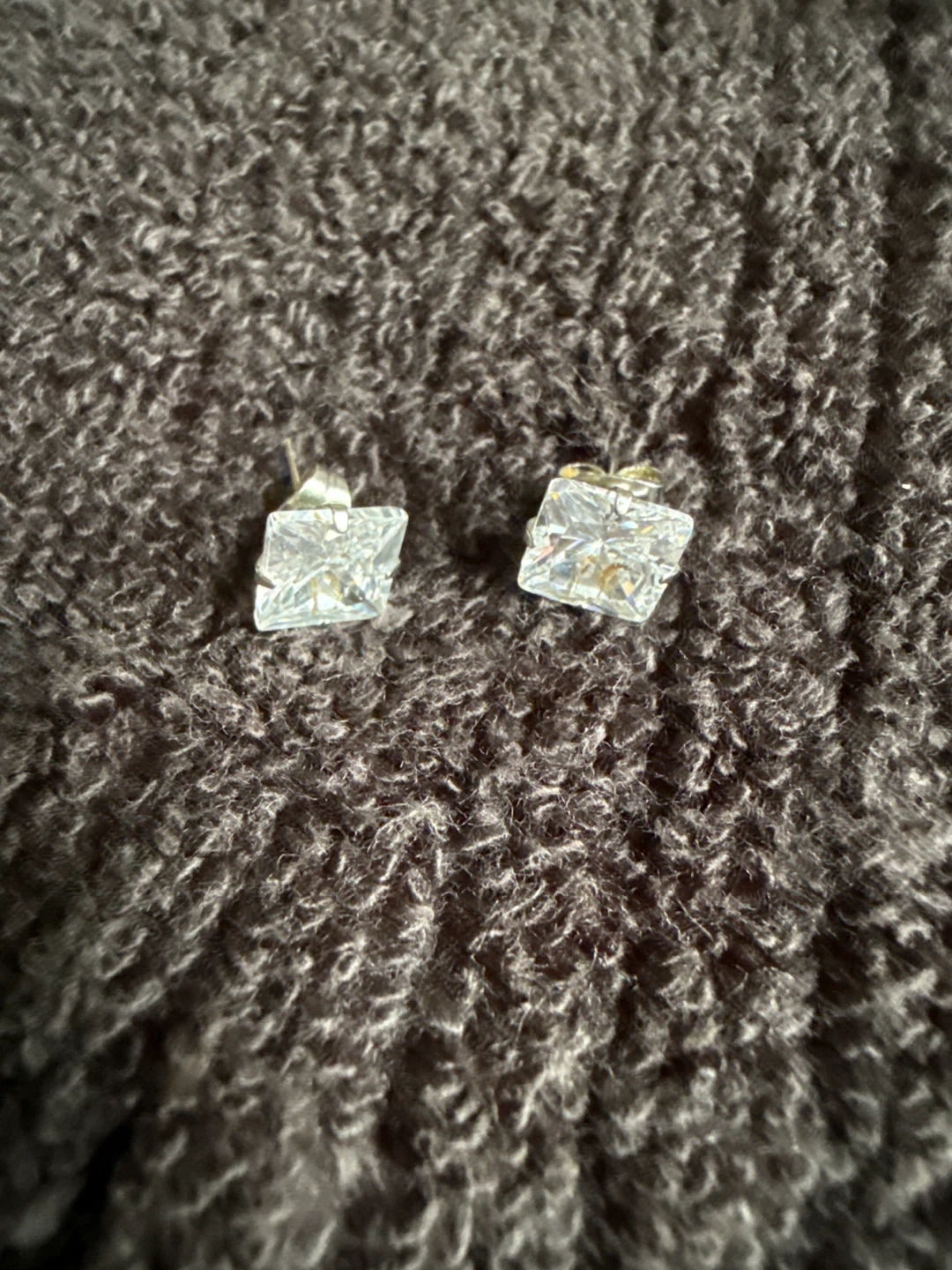 Clear Square Crystal Stud Earrings