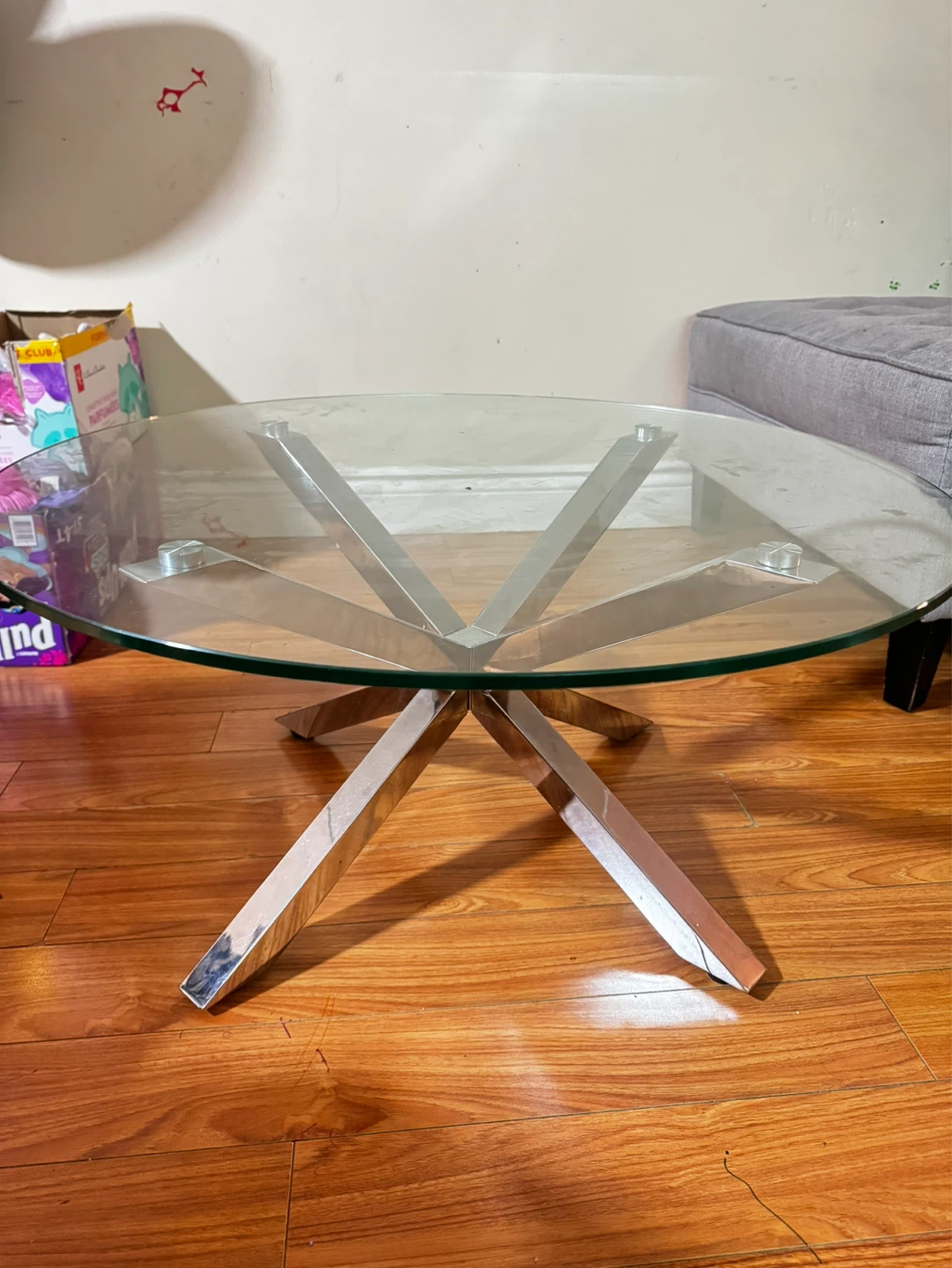 Moving out sell, Glass Top Coffee Table with Chrome Base