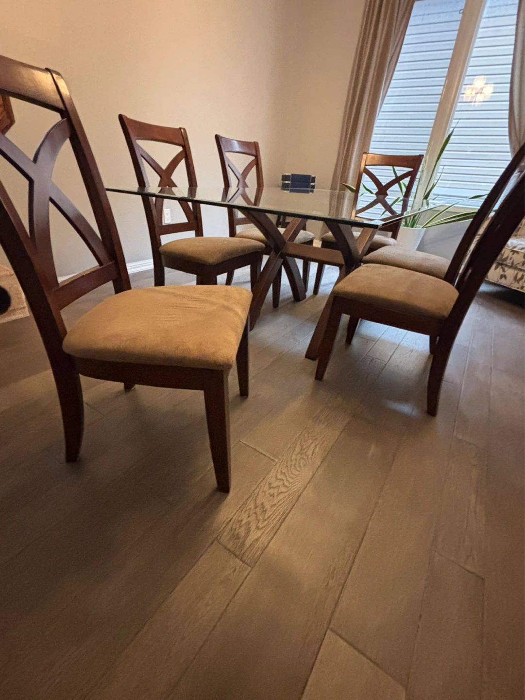 Glass Top Dining Table with 6 Chairs