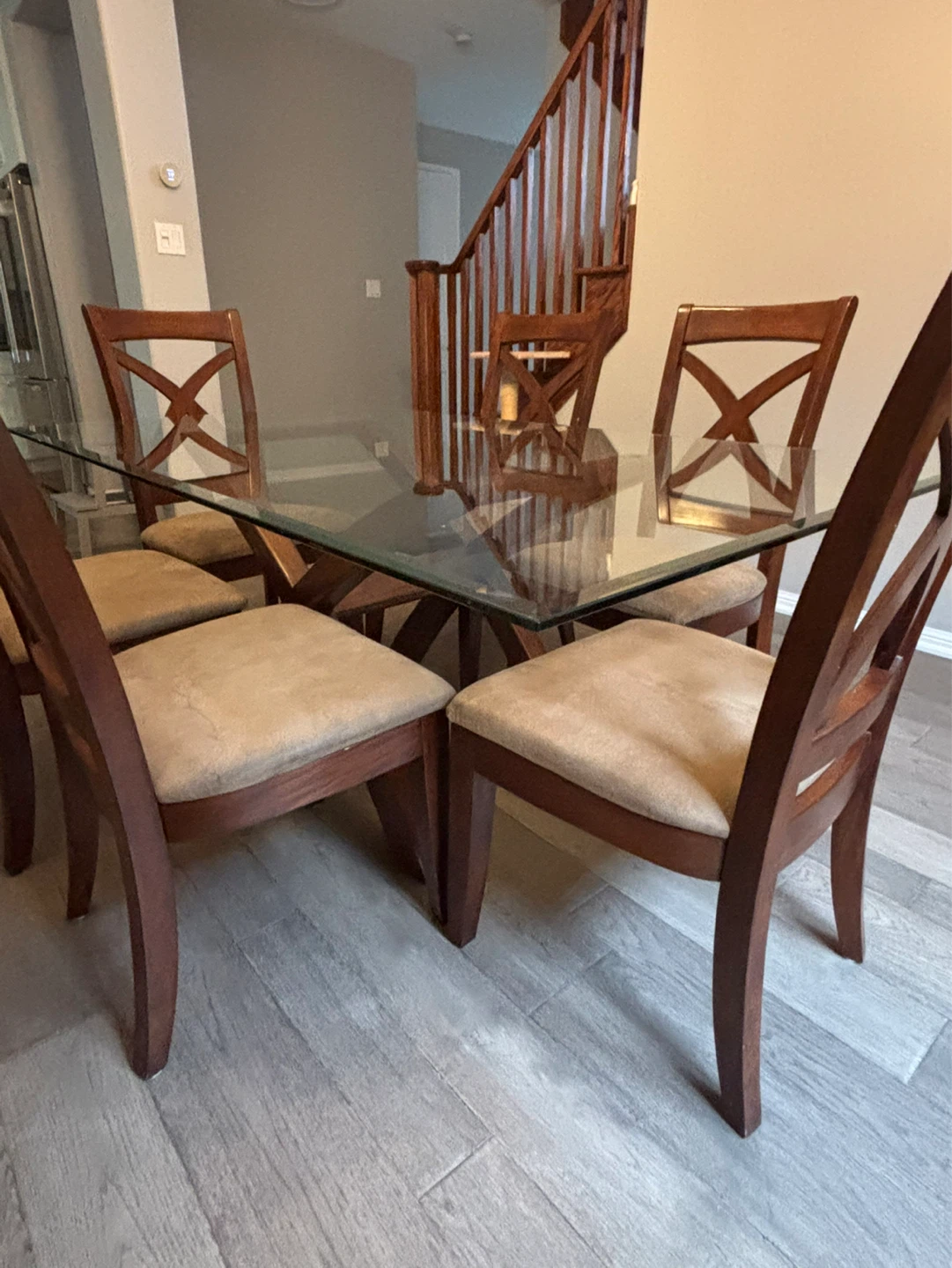Glass Top Dining Table with 6 Chairs - photo 3