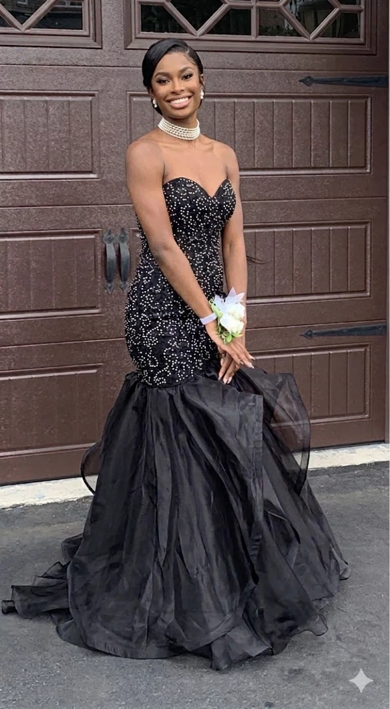 Black Sequin Mermaid Prom Dress - photo 2