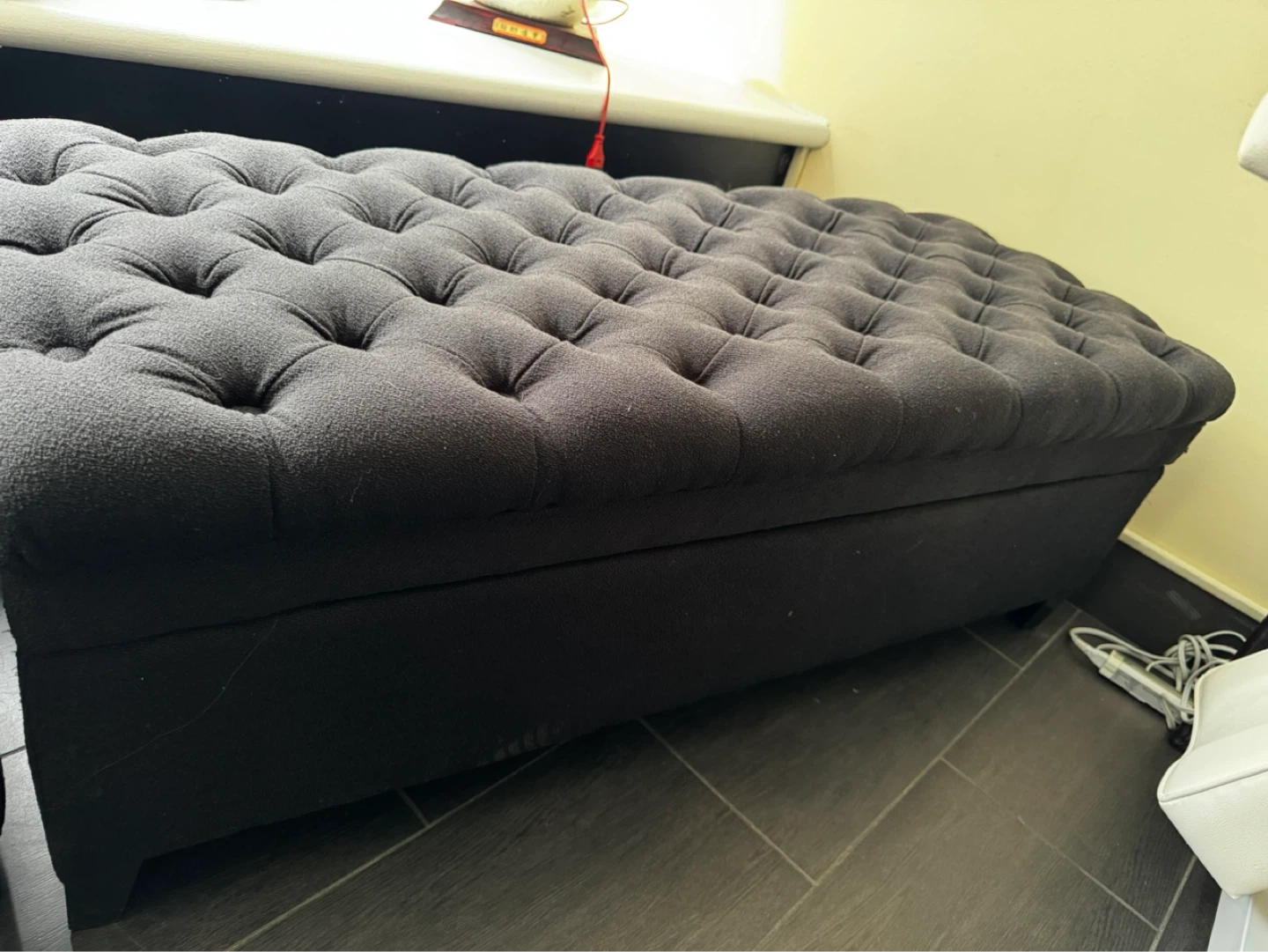 Black Tufted Storage Bench - photo 3