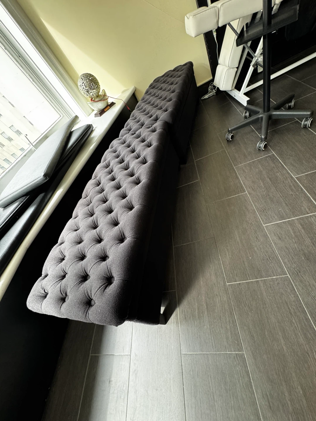 Black Tufted Storage Bench
