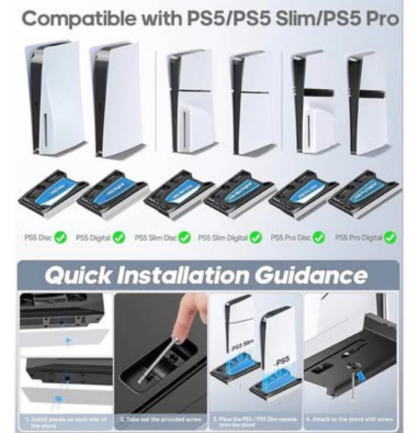 PS5/Slim/Pro Stand, PS5 Cooling & Charging Station (PICKERING) - photo 3