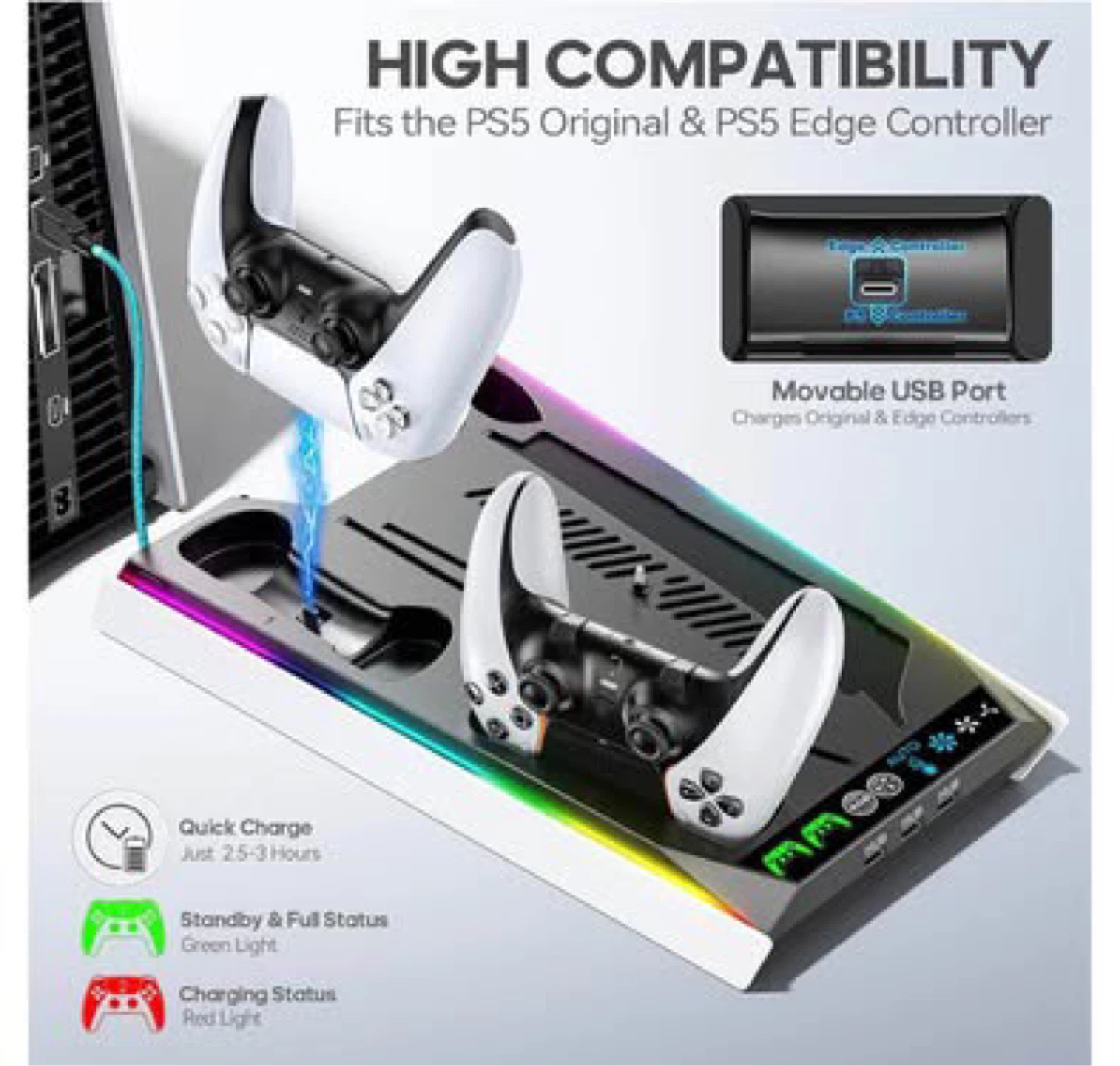PS5/Slim/Pro Stand, PS5 Cooling & Charging Station (PICKERING) - photo 5