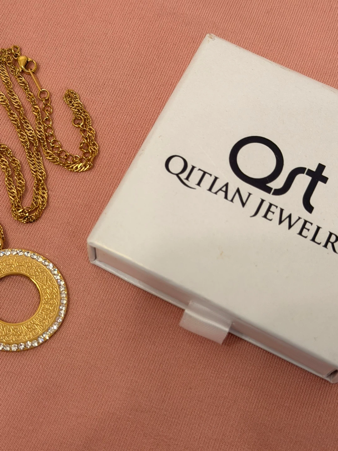 Qitian Jewelry Gold Tone Pendant Necklace with Crystals - photo 4