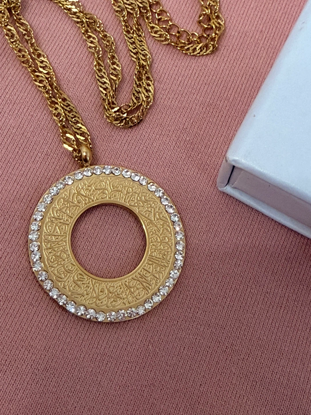 Qitian Jewelry Gold Tone Pendant Necklace with Crystals - photo 2