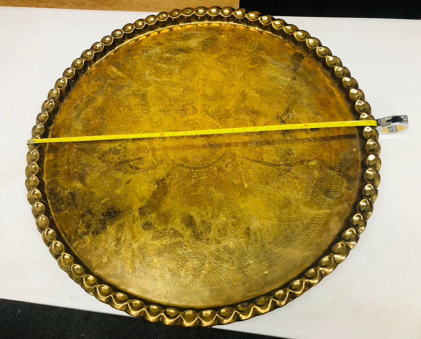Vintage Brass Decorative Tray - 30 inch Diameter