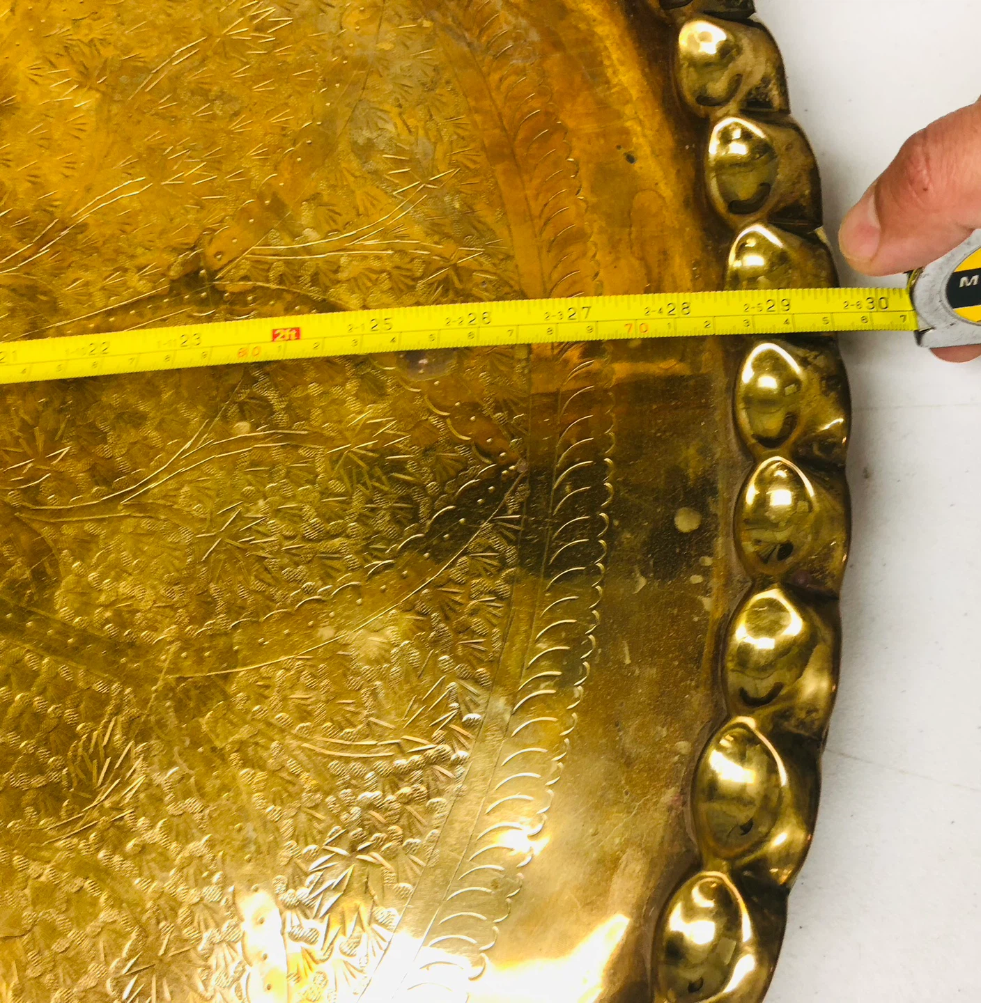 Vintage Brass Decorative Tray - 30 inch Diameter - photo 2